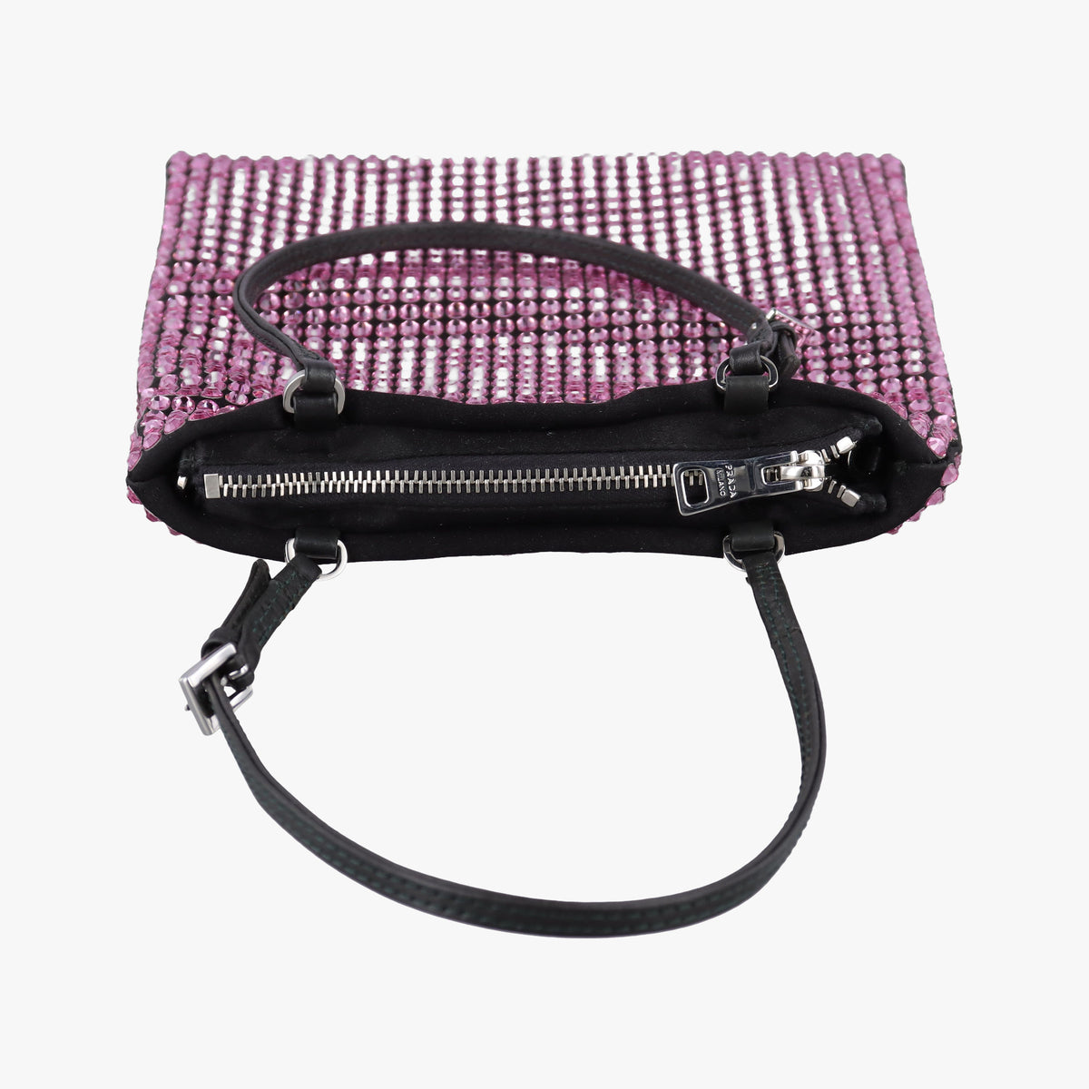 Secondhand Prada Rosa Satin Crystal Mini Tote Purple Rhinestone 1BA253 shoulderbag | stylenewstar