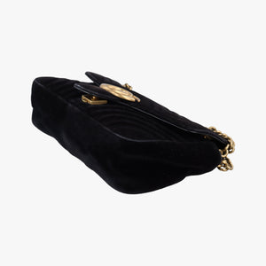 Pre-owned Gucci GG Marmont Black velour 443497 shoulderbag | stylenewstar