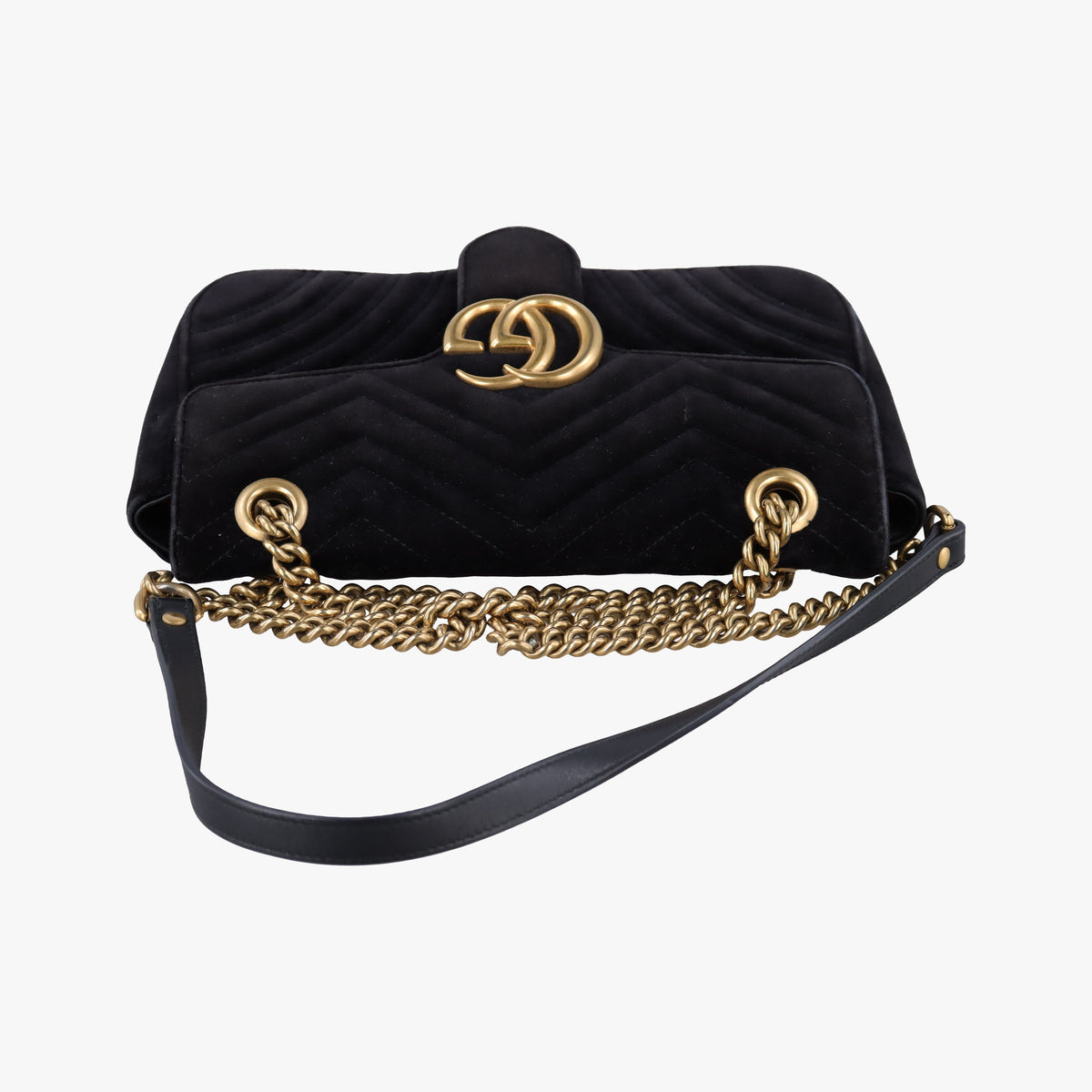 Pre-owned Gucci GG Marmont Black velour 443497 shoulderbag | stylenewstar