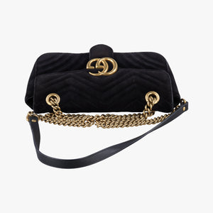 Pre-owned Gucci GG Marmont Black velour 443497 shoulderbag | stylenewstar
