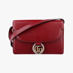 Pre-owned Gucci GG Ring GG Marmont Red Leather 589474 shoulderbag | stylenewstar