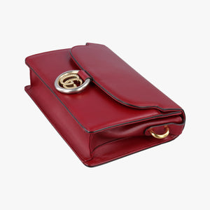 Pre-owned Gucci GG Ring GG Marmont Red Leather 589474 shoulderbag | stylenewstar
