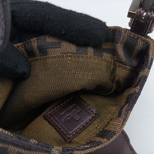 Pre-owned Fendi Mini croissants Brown canvas× leather 26673 handbag | stylenewstar