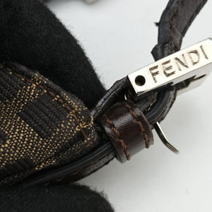 Pre-owned Fendi Mini croissants Brown canvas× leather 26673 handbag | stylenewstar