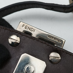 Pre-owned Fendi Mini croissants Brown canvas× leather 26673 handbag | stylenewstar
