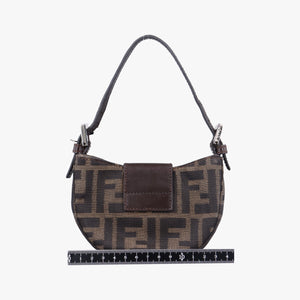 Pre-owned Fendi Mini croissants Brown canvas× leather 26673 handbag | stylenewstar