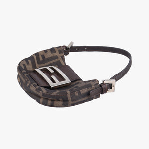 Pre-owned Fendi Mini croissants Brown canvas× leather 26673 handbag | stylenewstar