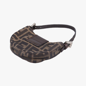 Pre-owned Fendi Mini croissants Brown canvas× leather 26673 handbag | stylenewstar