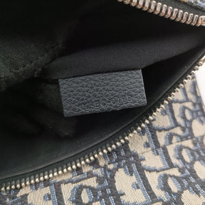 Pre-owned Christian Dior saddle Navy Jacquard×Leather  bum bag/waist bag | stylenewstar
