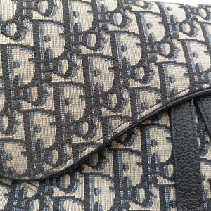 Pre-owned Christian Dior saddle Navy Jacquard×Leather  bum bag/waist bag | stylenewstar