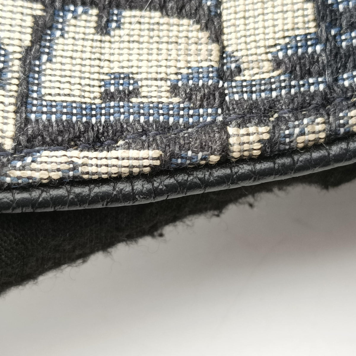 Pre-owned Christian Dior saddle Navy Jacquard×Leather  bum bag/waist bag | stylenewstar