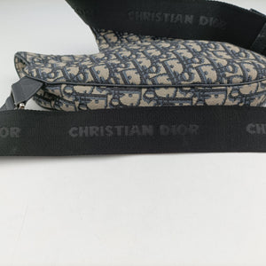 Pre-owned Christian Dior saddle Navy Jacquard×Leather  bum bag/waist bag | stylenewstar