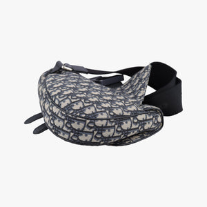 Pre-owned Christian Dior saddle Navy Jacquard×Leather  bum bag/waist bag | stylenewstar