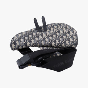 Pre-owned Christian Dior saddle Navy Jacquard×Leather  bum bag/waist bag | stylenewstar