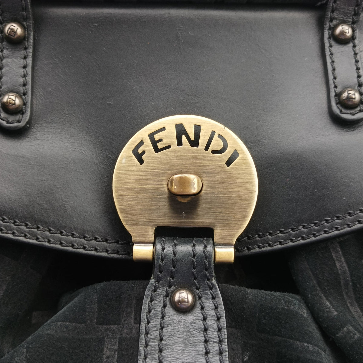 Pre-owned Fendi Zucca Borse Magic Black Suede × Leather 8BN143 handbag | stylenewstar