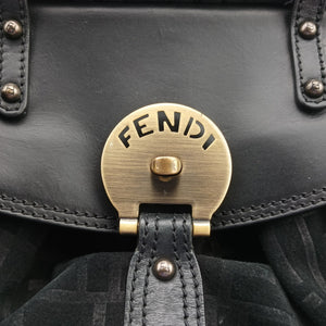 Pre-owned Fendi Zucca Borse Magic Black Suede × Leather 8BN143 handbag | stylenewstar