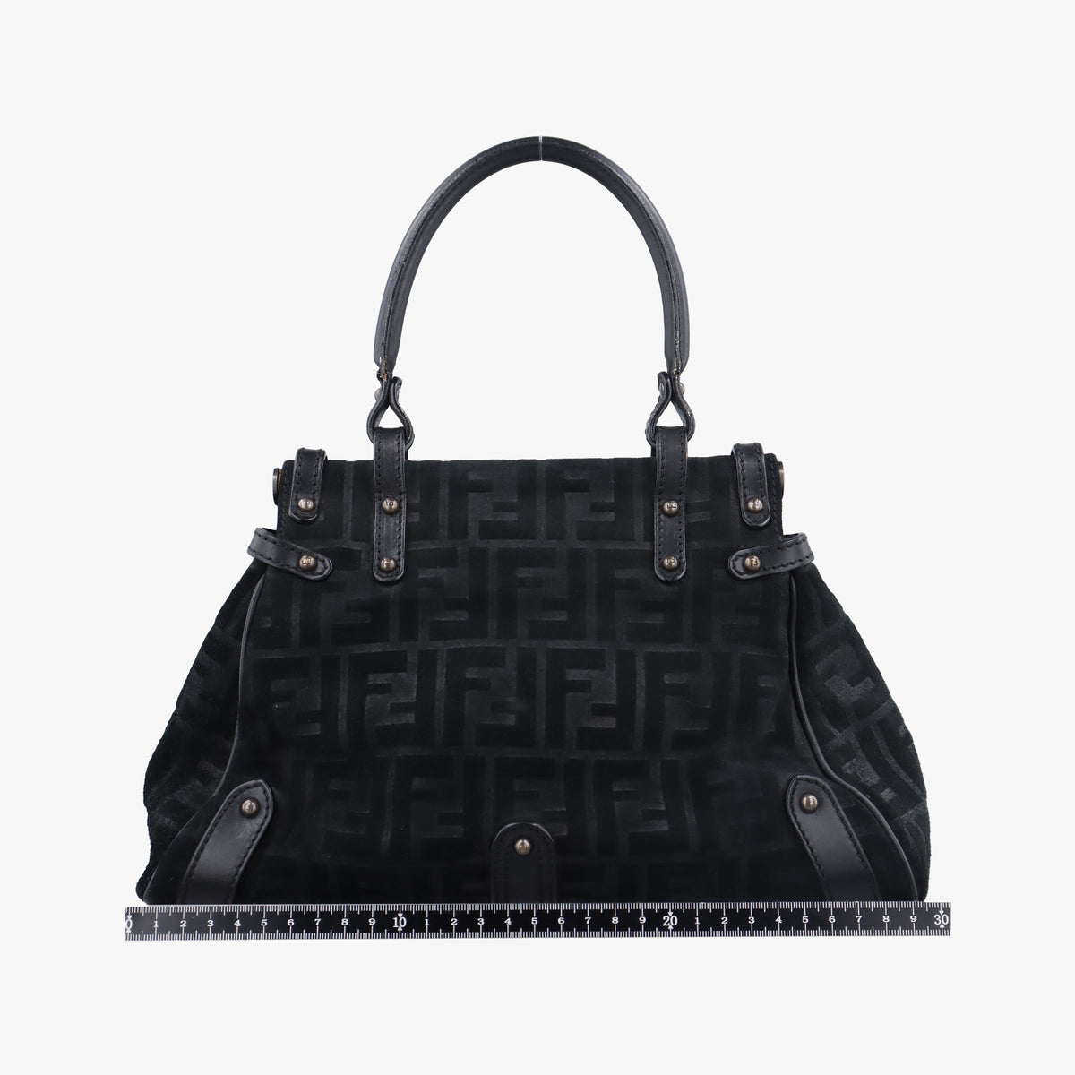 Pre-owned Fendi Zucca Borse Magic Black Suede × Leather 8BN143 handbag | stylenewstar