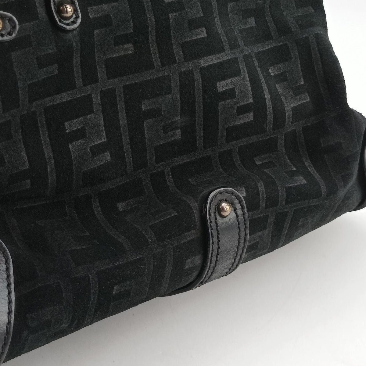 Pre-owned Fendi Zucca Borse Magic Black Suede × Leather 8BN143 handbag | stylenewstar