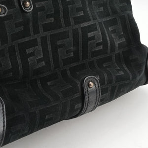 Pre-owned Fendi Zucca Borse Magic Black Suede × Leather 8BN143 handbag | stylenewstar