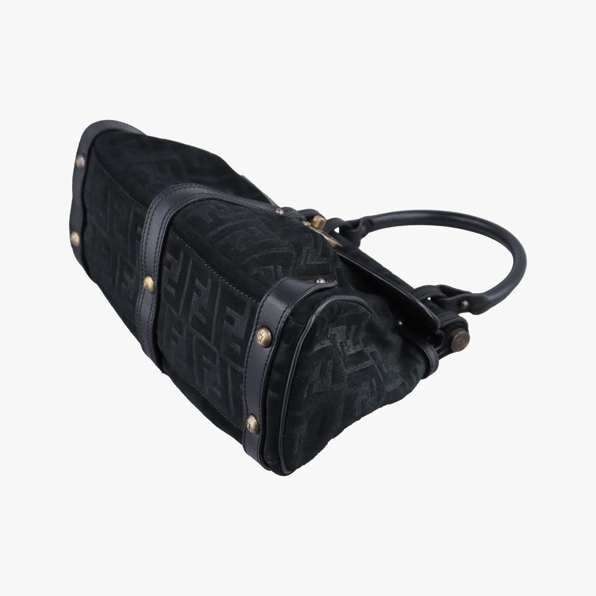 Pre-owned Fendi Zucca Borse Magic Black Suede × Leather 8BN143 handbag | stylenewstar