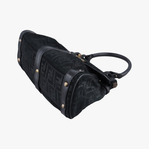 Pre-owned Fendi Zucca Borse Magic Black Suede × Leather 8BN143 handbag | stylenewstar