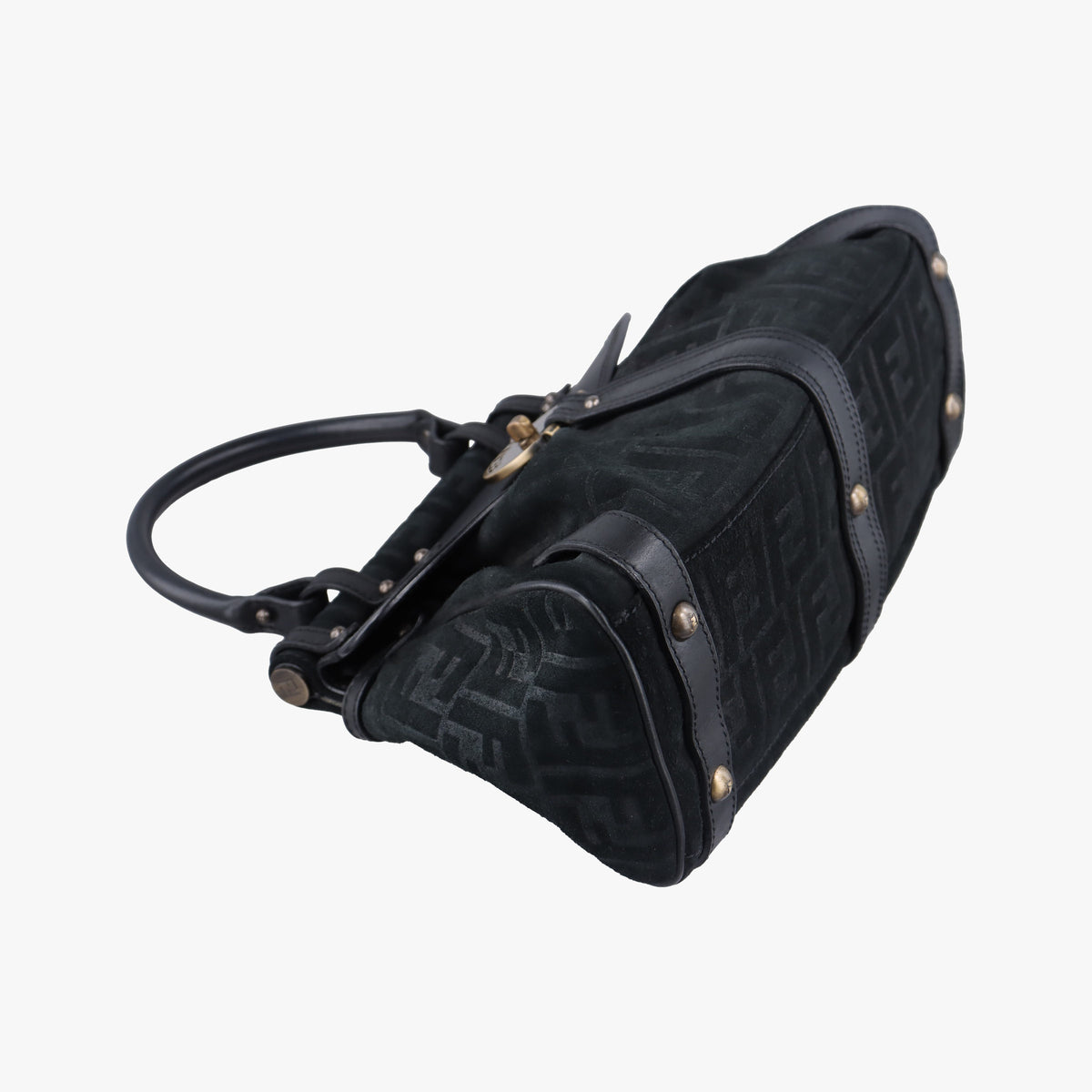 Pre-owned Fendi Zucca Borse Magic Black Suede × Leather 8BN143 handbag | stylenewstar