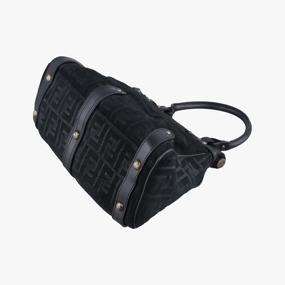 Pre-owned Fendi Zucca Borse Magic Black Suede × Leather 8BN143 handbag | stylenewstar